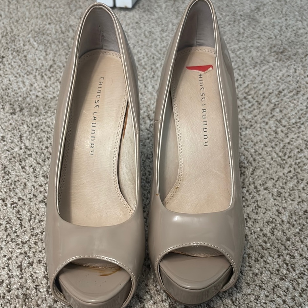 Chinese Laundry Tan Peep Toe Heels